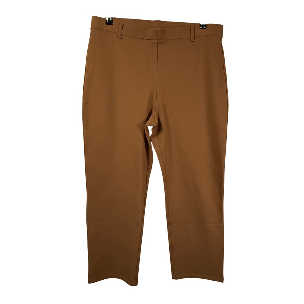 Quince Ultra-Stretch Ponte Straight Leg Pants Roasted Pecan Tan Womens XL Petite